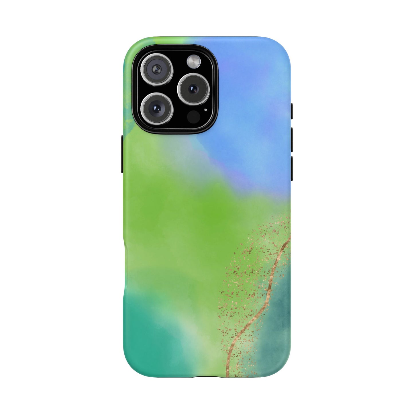 Artistic Tough Phone Case – Vibrant Green and Blue Abstract Design