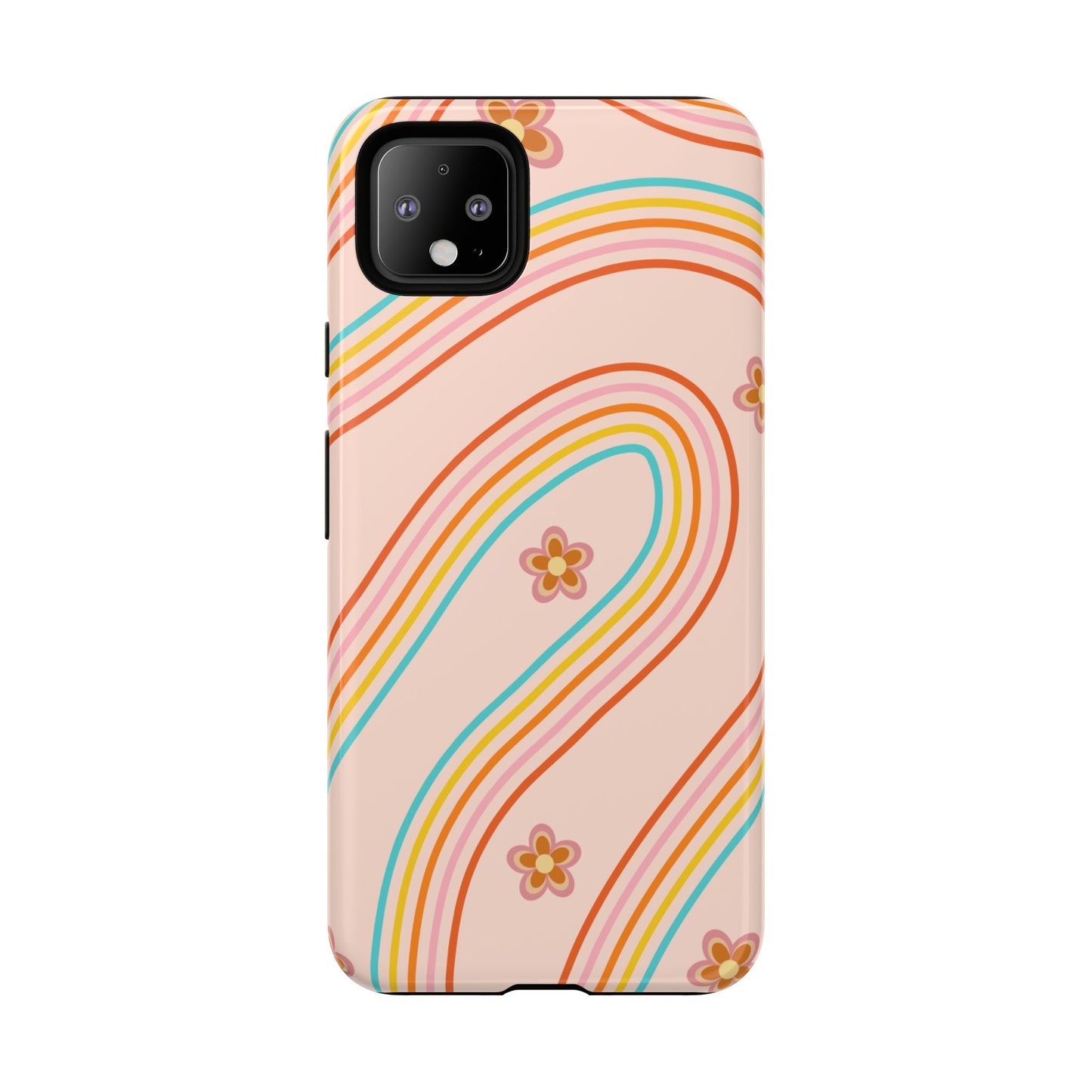 Retro Rainbow Phone Case - Tough & Stylish Floral Design