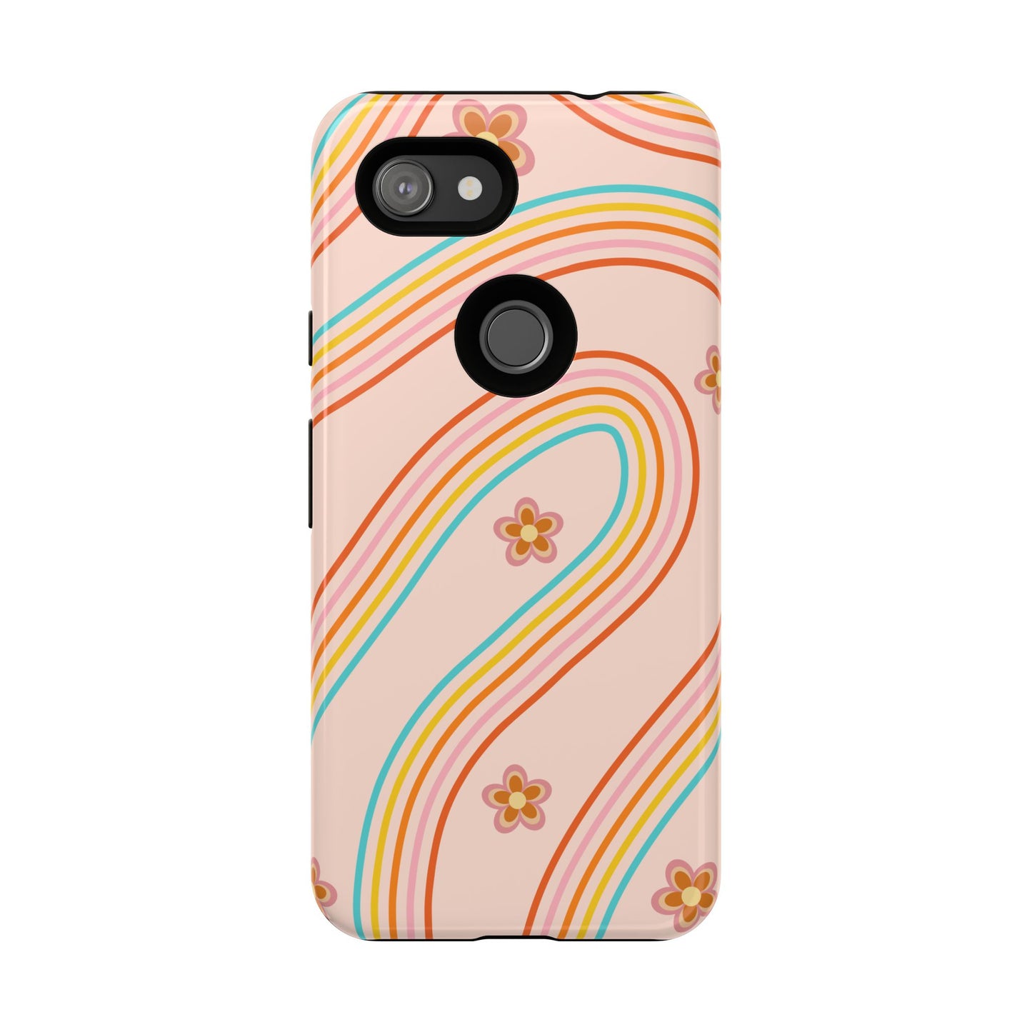 Retro Rainbow Phone Case - Tough & Stylish Floral Design