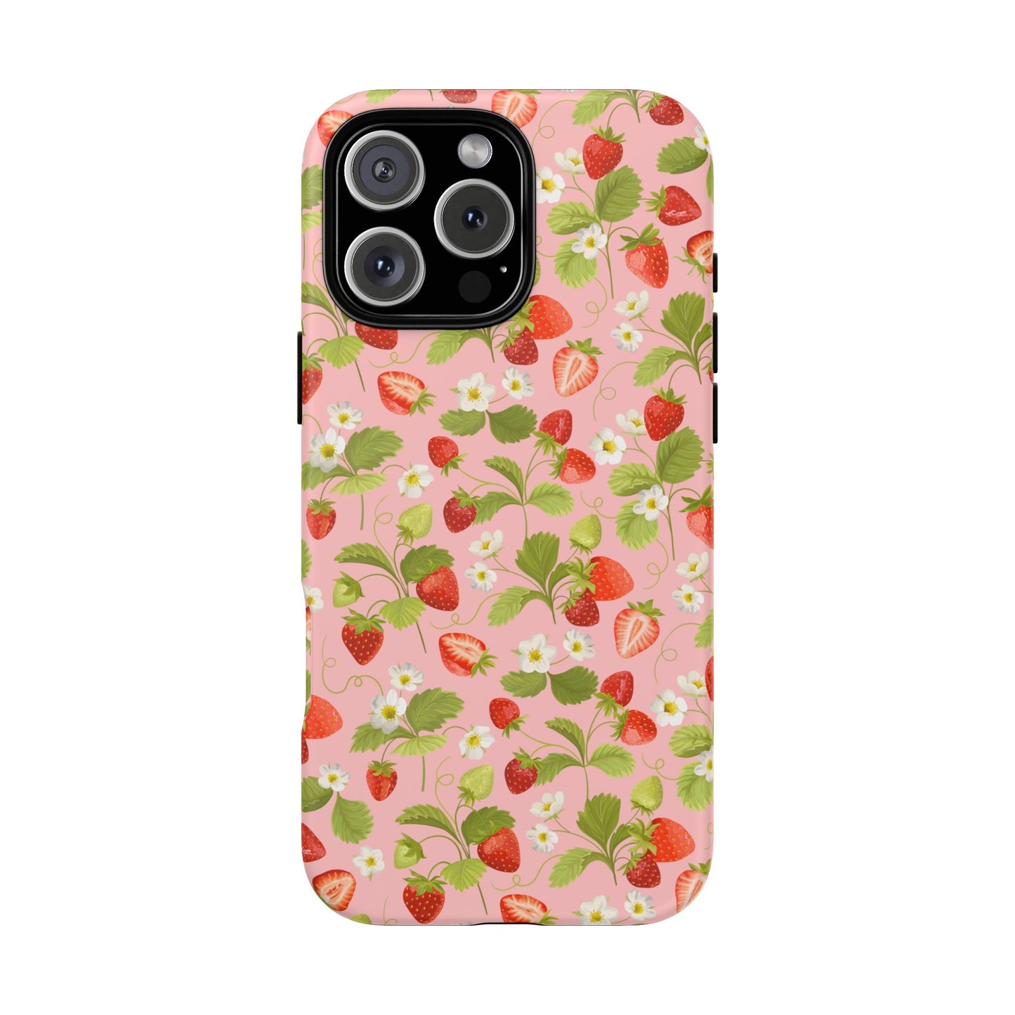 Strawberry Floral Tough Case - Cute Berry Pattern Phone Cover