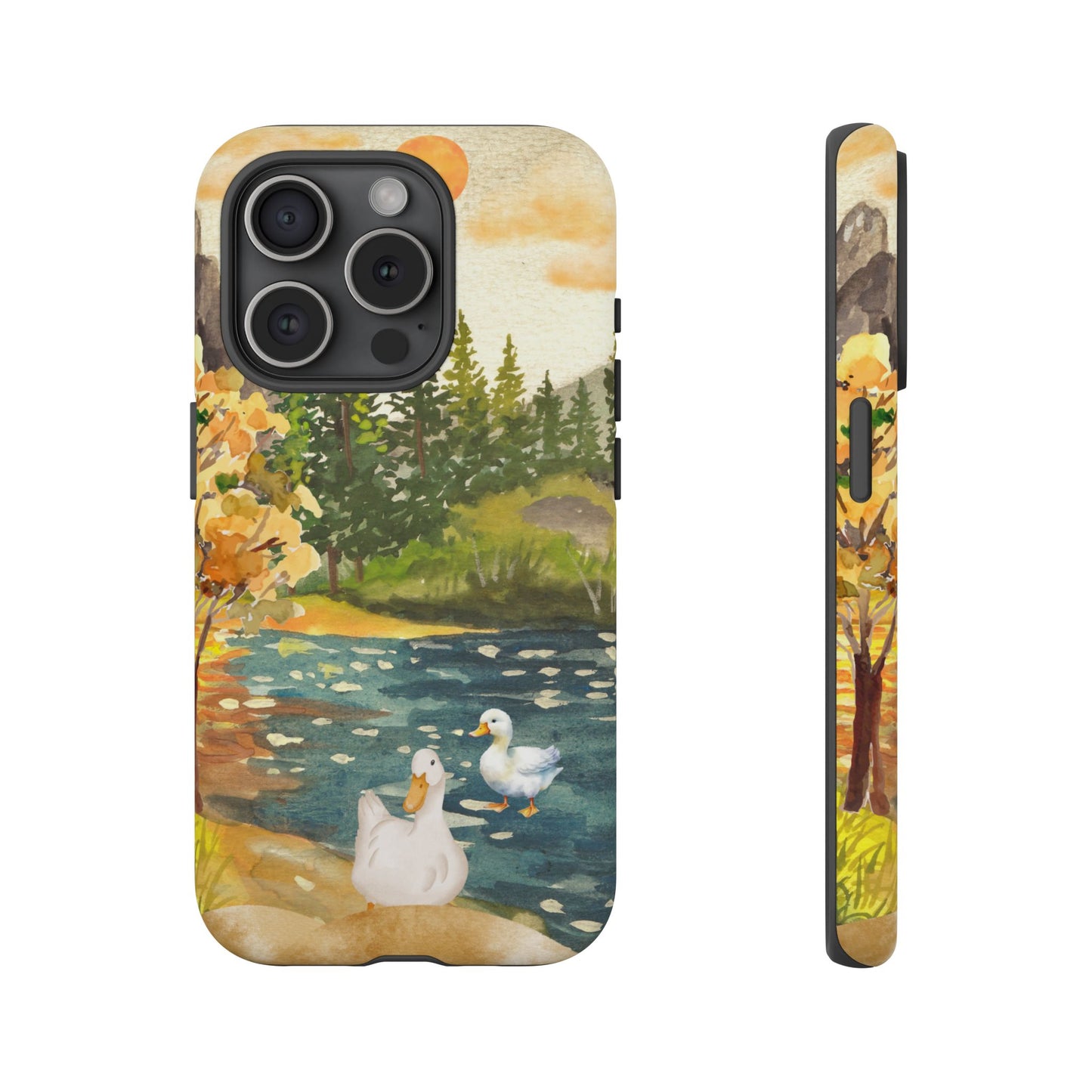 Artistic Phone Case with Ducks and Nature Scene