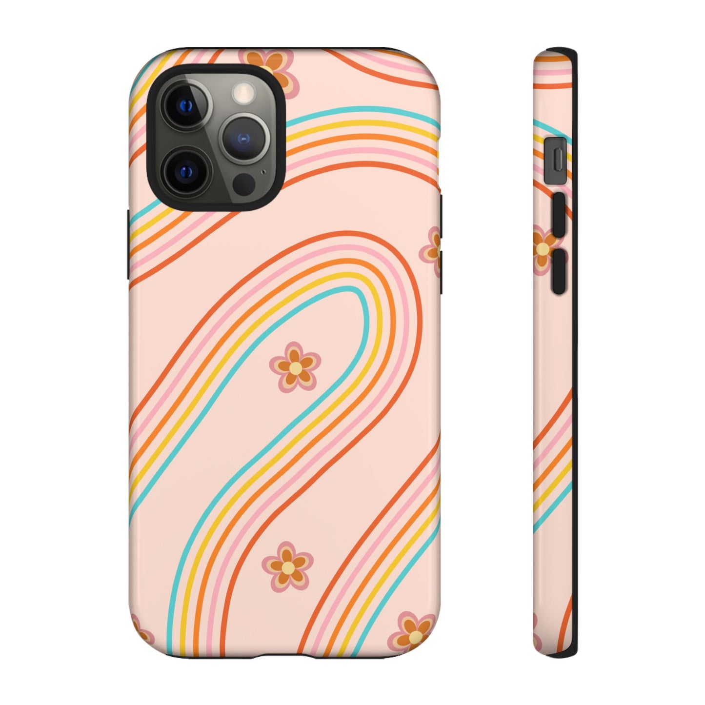 Retro Rainbow Phone Case - Tough & Stylish Floral Design