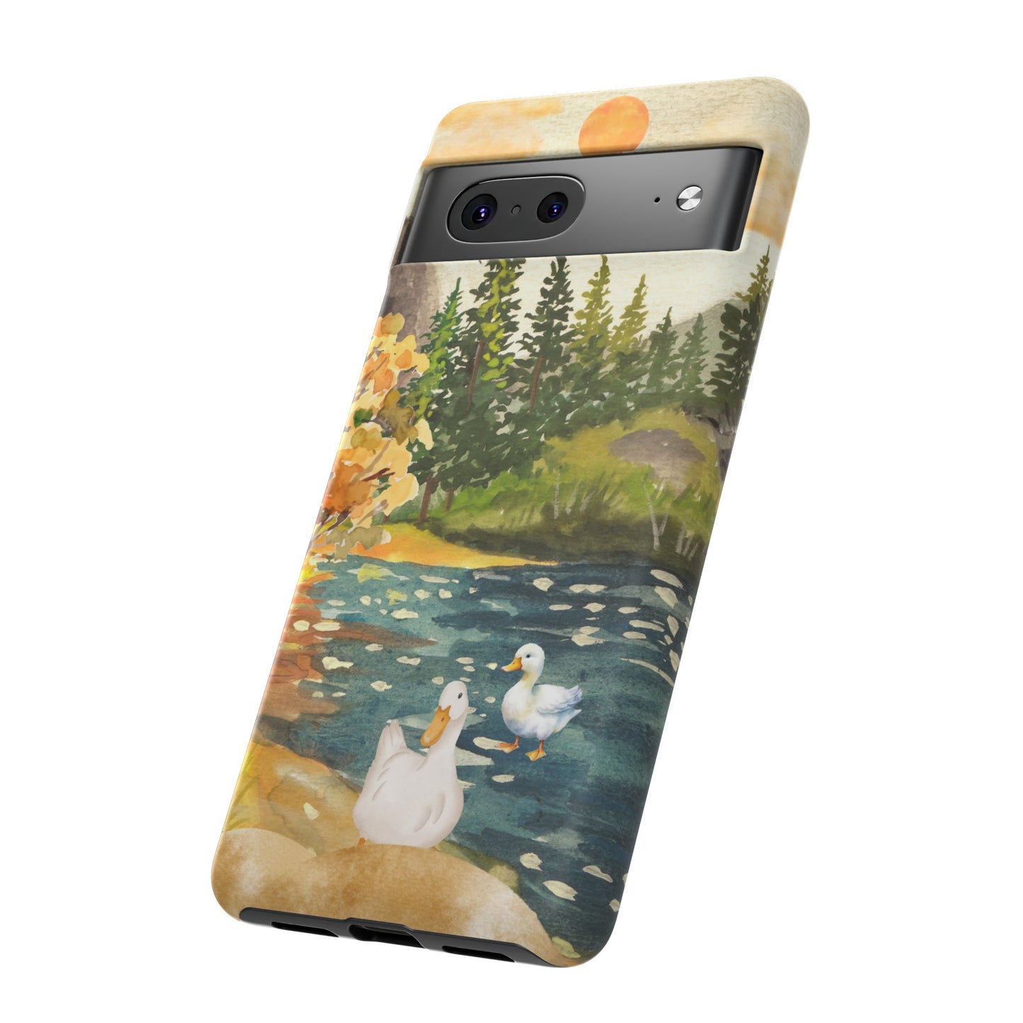 Artistic Phone Case with Ducks and Nature Scene