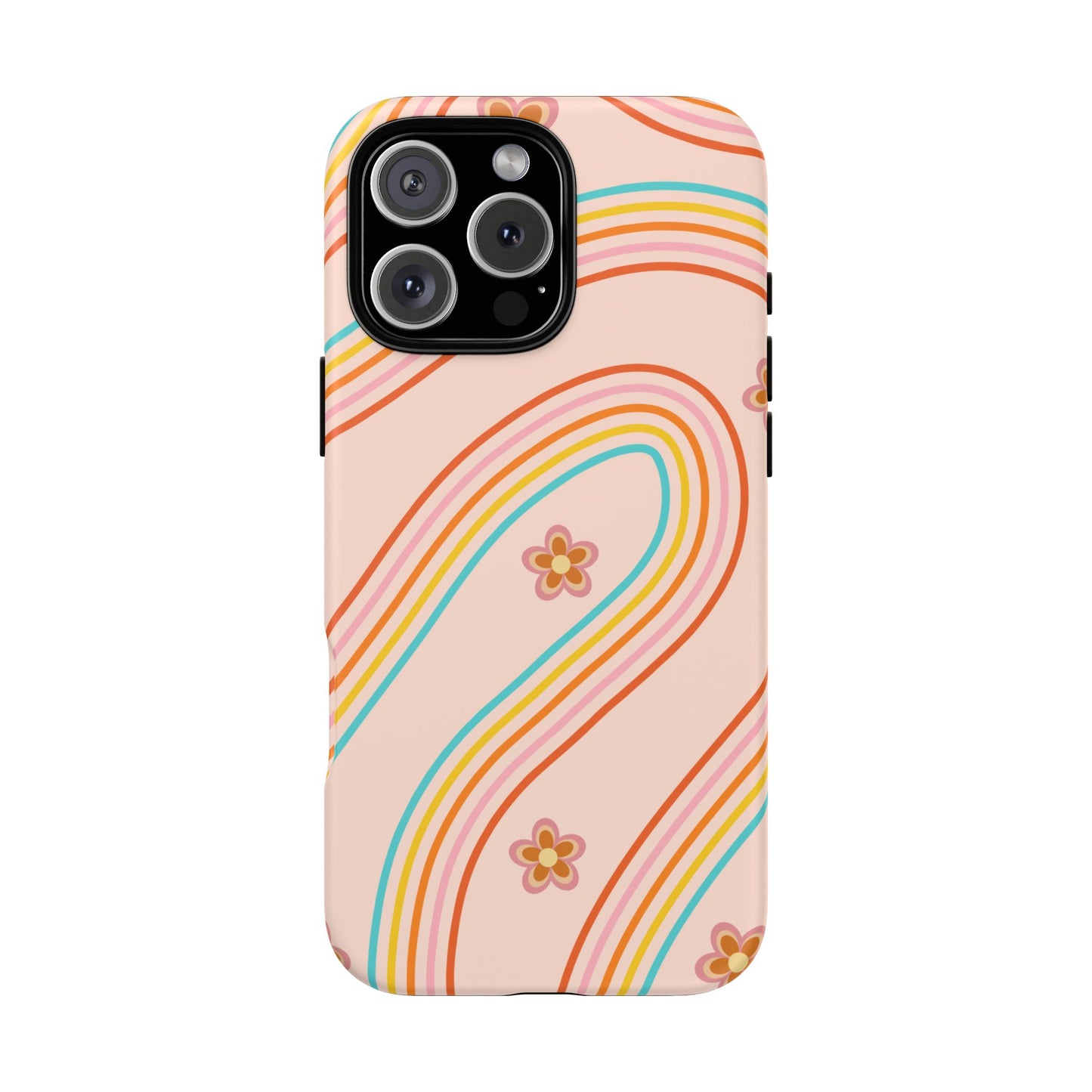 Retro Rainbow Phone Case - Tough & Stylish Floral Design