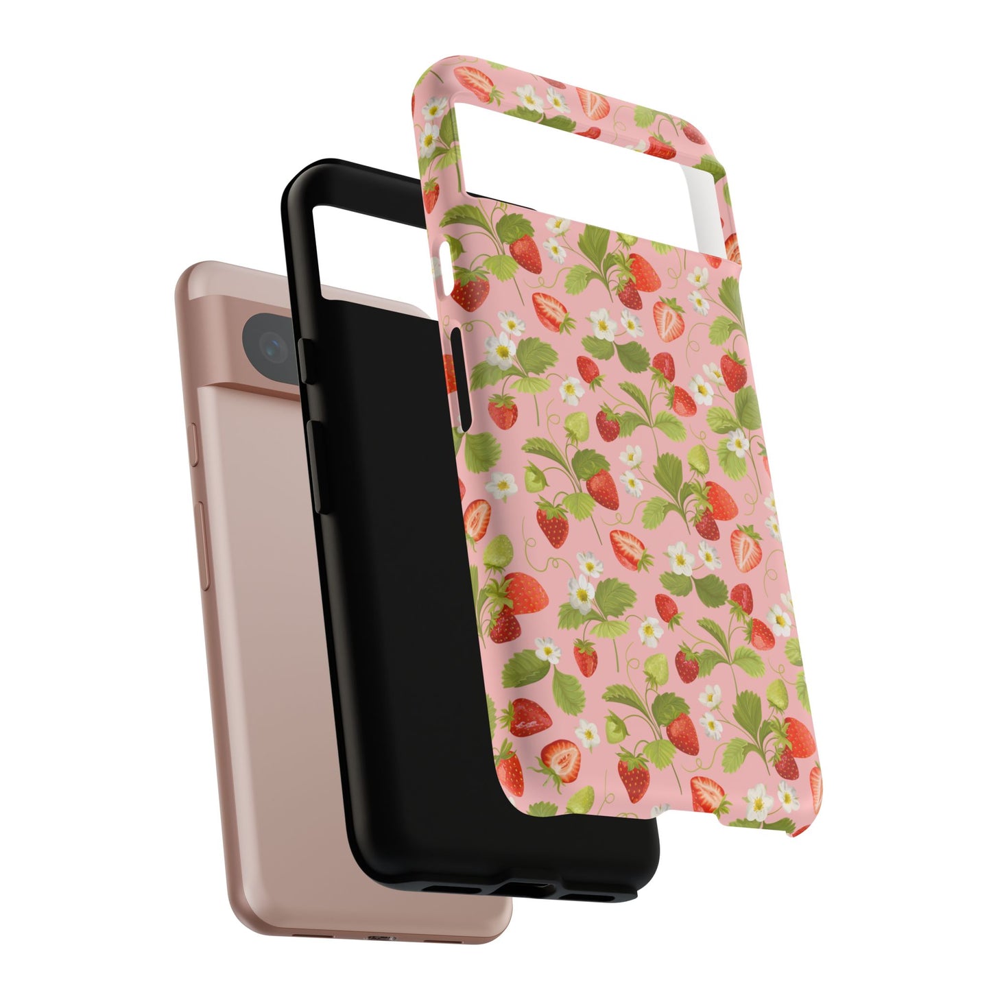Strawberry Floral Tough Case - Cute Berry Pattern Phone Cover