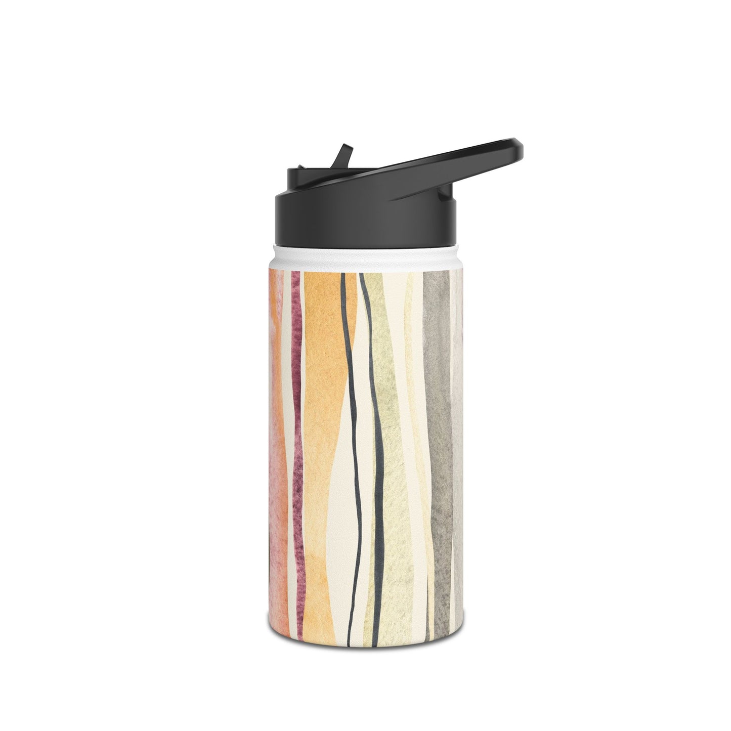 Stylish Stainless Steel Water Bottle - Artistic Striped Design