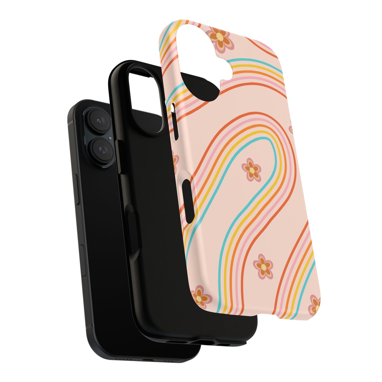 Retro Rainbow Phone Case - Tough & Stylish Floral Design