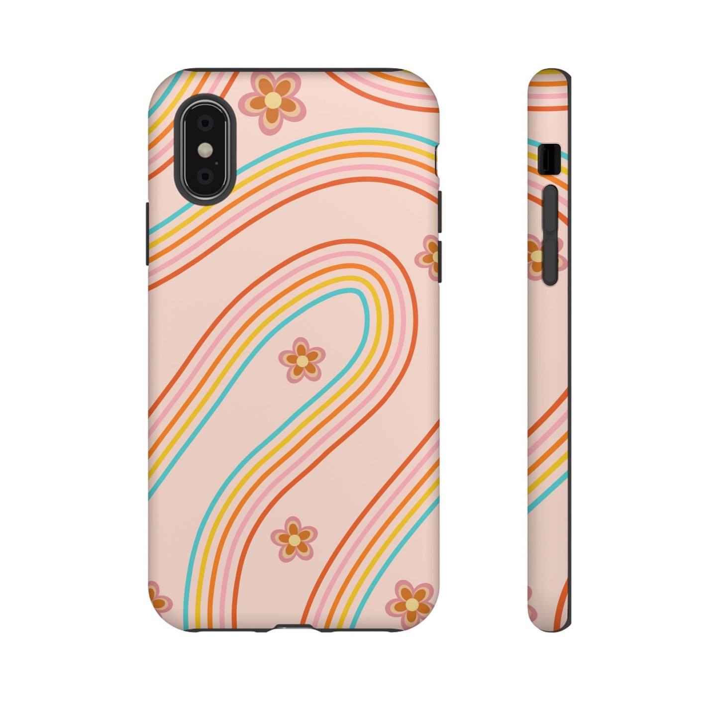 Retro Rainbow Phone Case - Tough & Stylish Floral Design