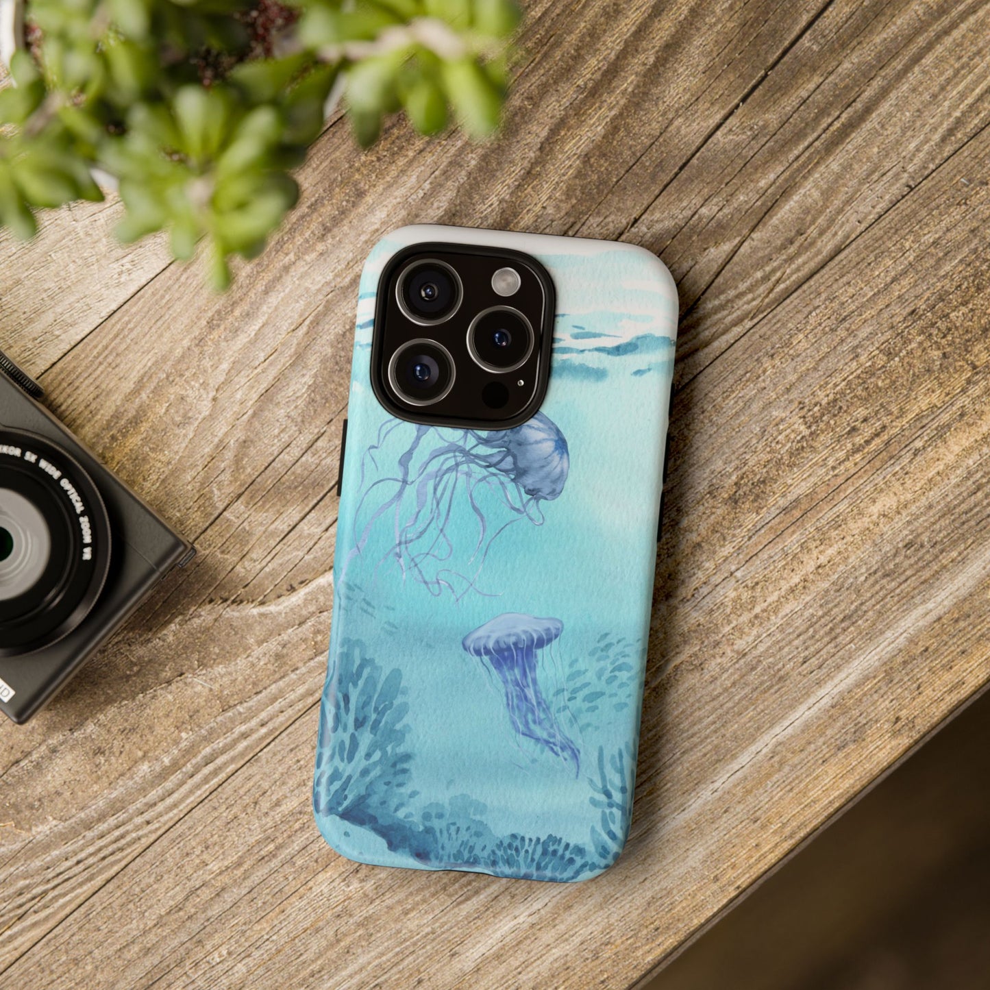 Ocean-Inspired Tough Phone Case with Jellyfish Design