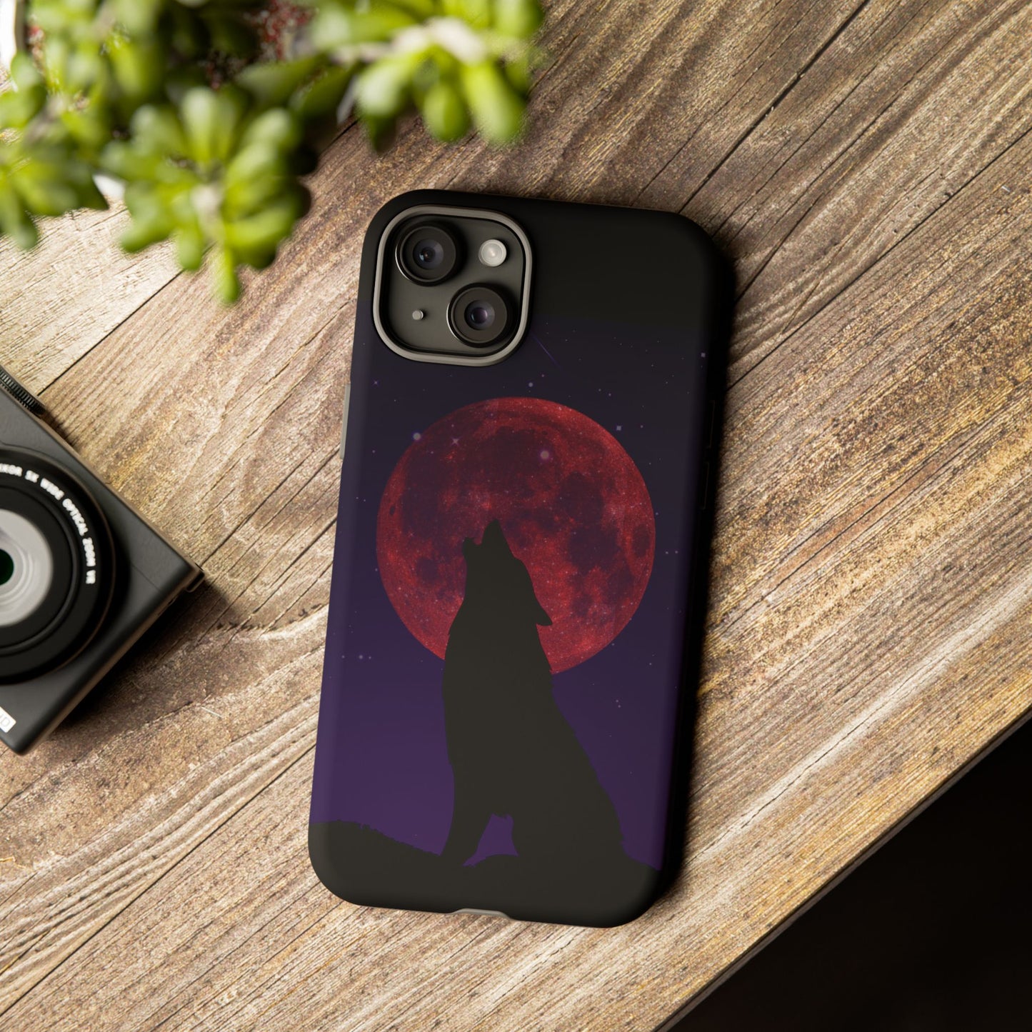 Wolf Howling at Blood Moon Phone Case - Tough & Stylish Protector