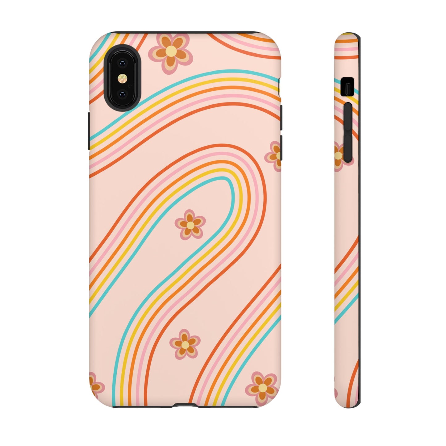 Retro Rainbow Phone Case - Tough & Stylish Floral Design