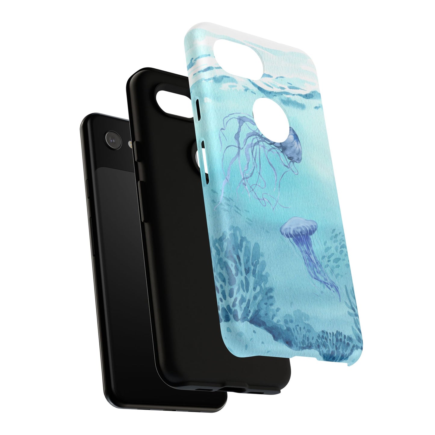 Ocean-Inspired Tough Phone Case with Jellyfish Design