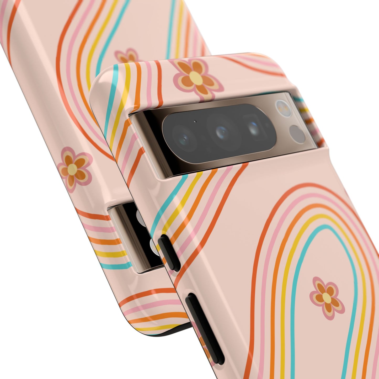 Retro Rainbow Phone Case - Tough & Stylish Floral Design