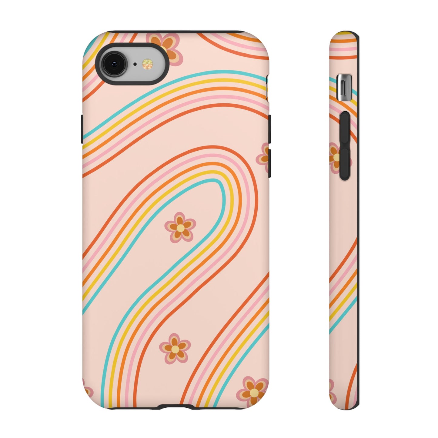 Retro Rainbow Phone Case - Tough & Stylish Floral Design