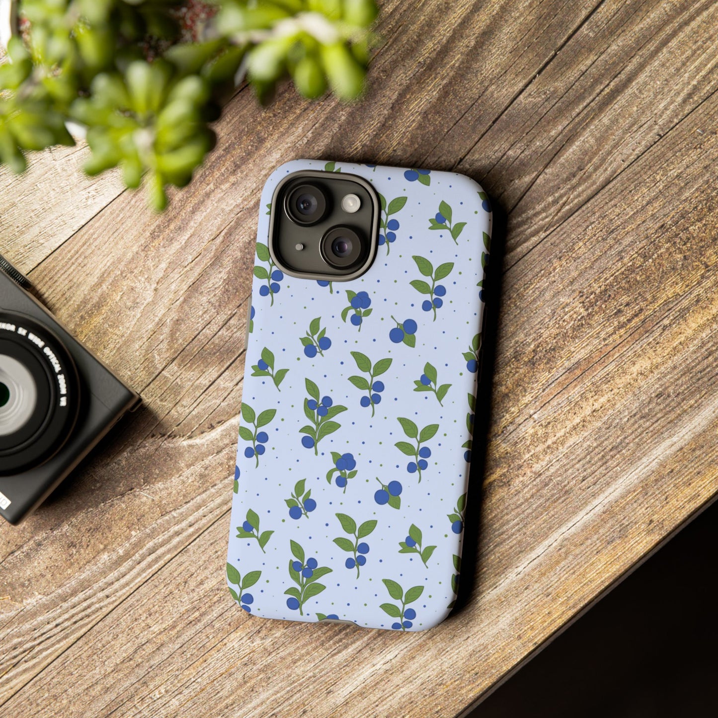 Floral Tough Phone Case - Blueberry Blossom Design