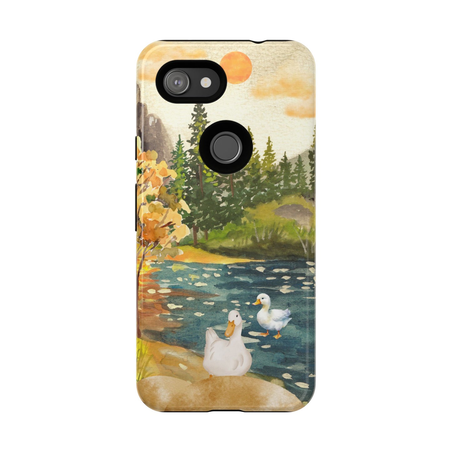 Artistic Phone Case with Ducks and Nature Scene
