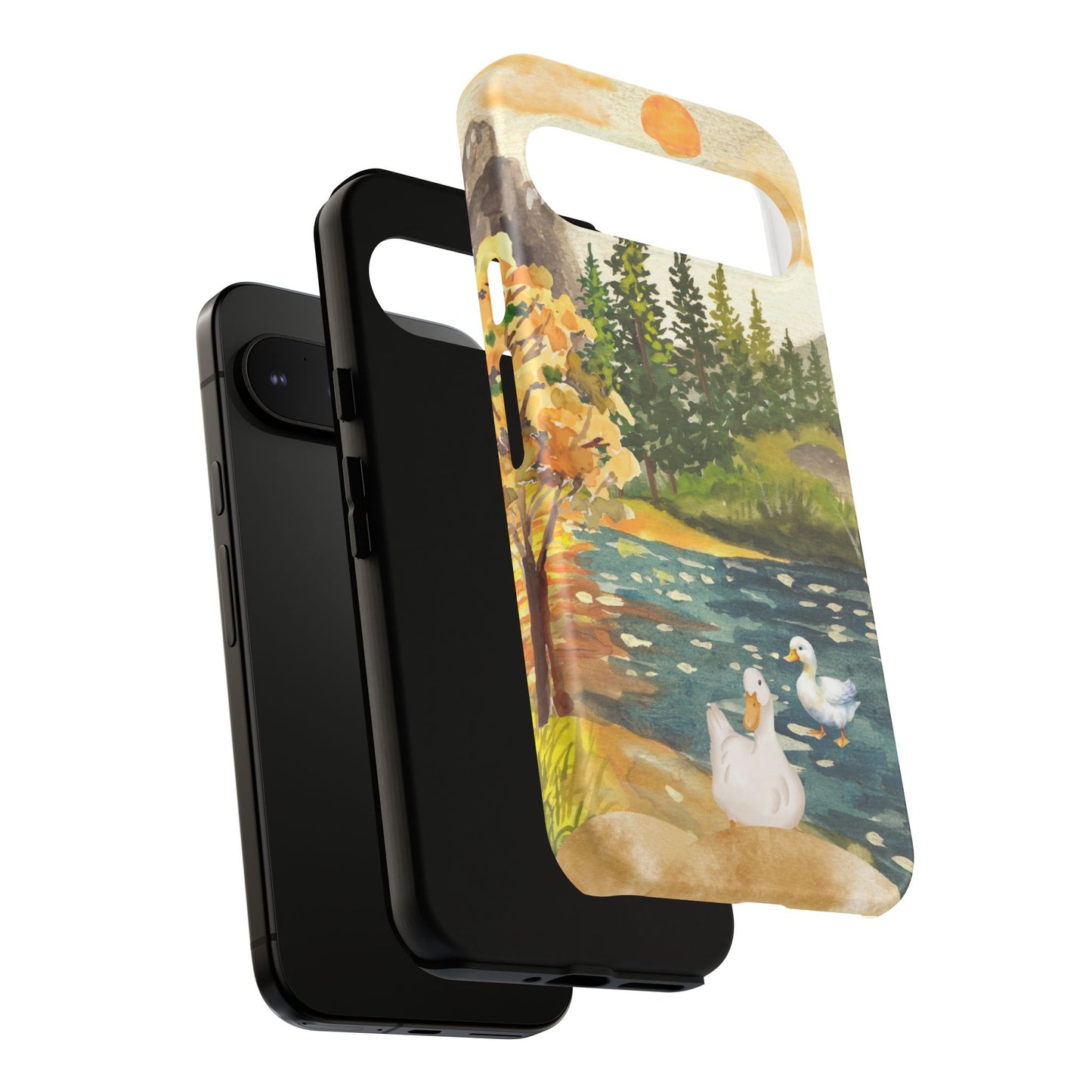 Artistic Phone Case with Ducks and Nature Scene