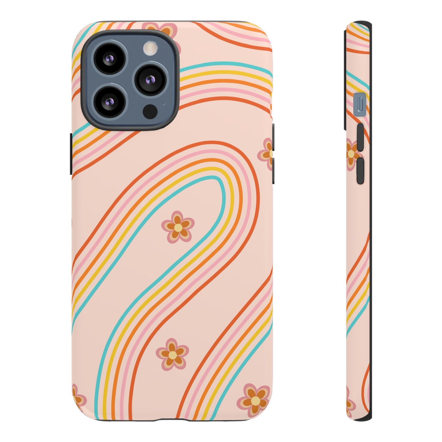 Retro Rainbow Phone Case - Tough & Stylish Floral Design