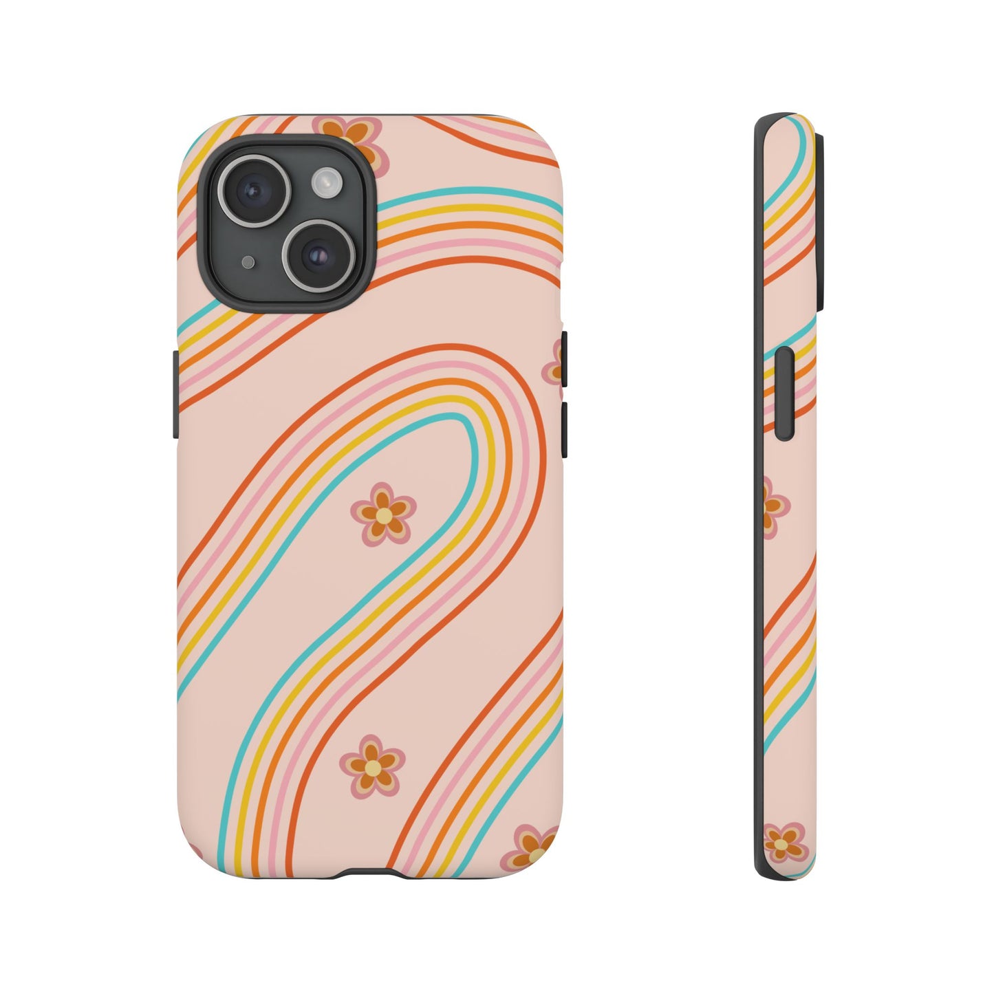 Retro Rainbow Phone Case - Tough & Stylish Floral Design