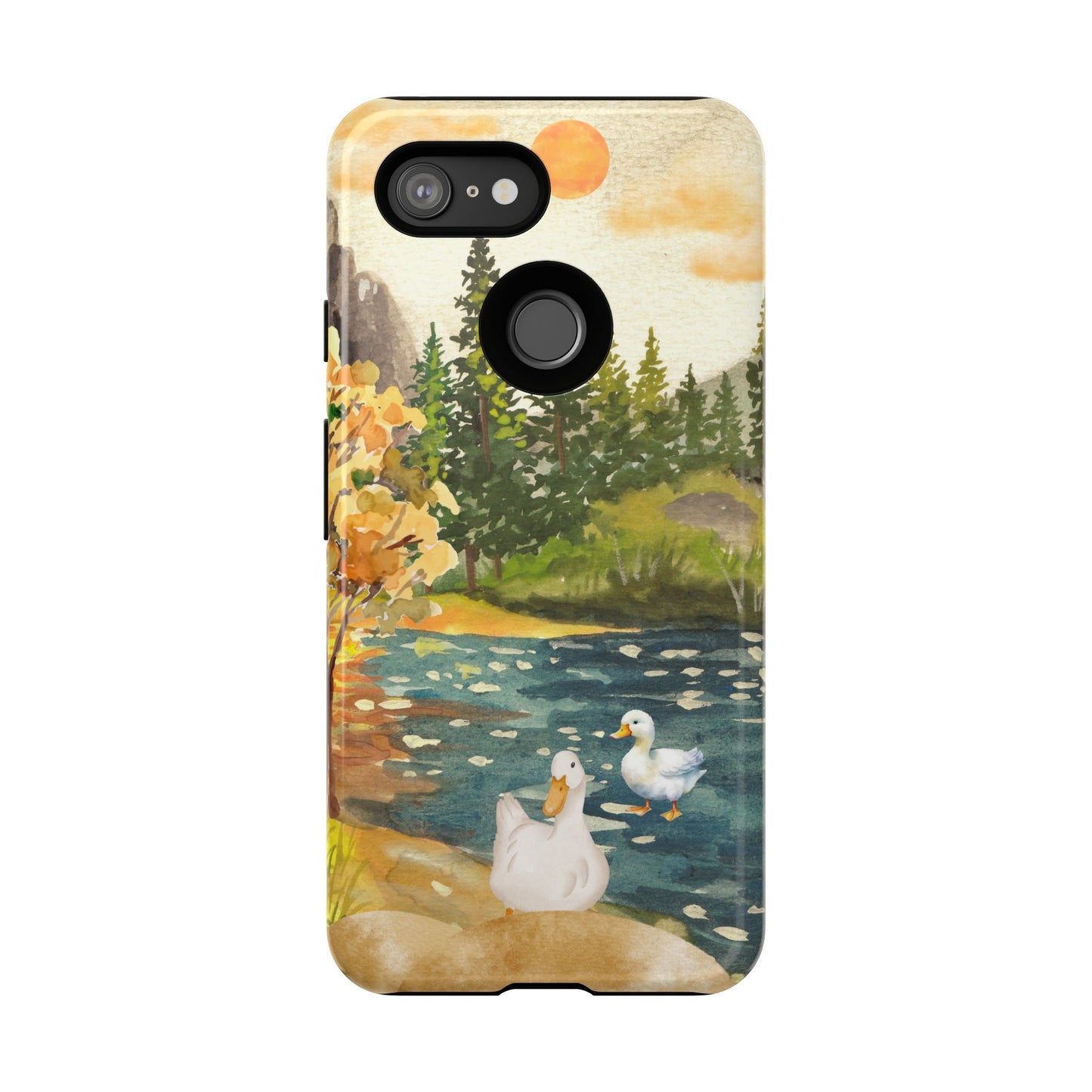 Artistic Phone Case with Ducks and Nature Scene