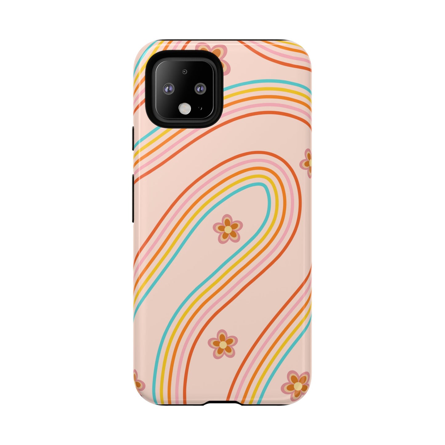 Retro Rainbow Phone Case - Tough & Stylish Floral Design