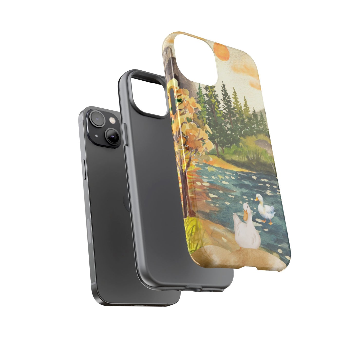 Artistic Phone Case with Ducks and Nature Scene