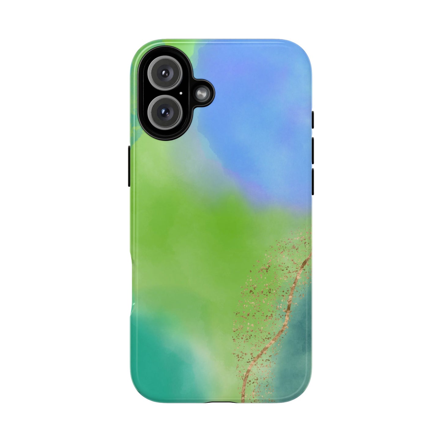 Artistic Tough Phone Case – Vibrant Green and Blue Abstract Design