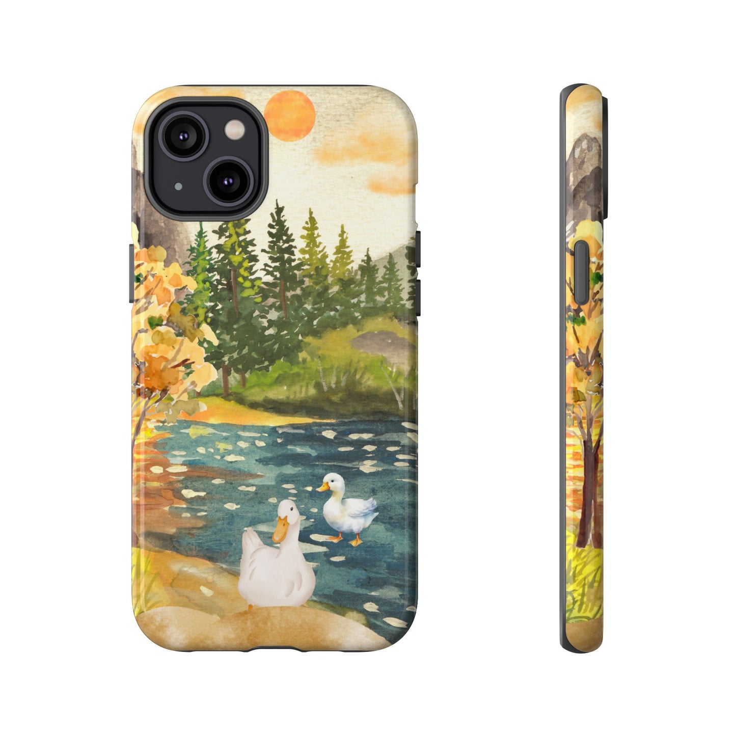 Artistic Phone Case with Ducks and Nature Scene