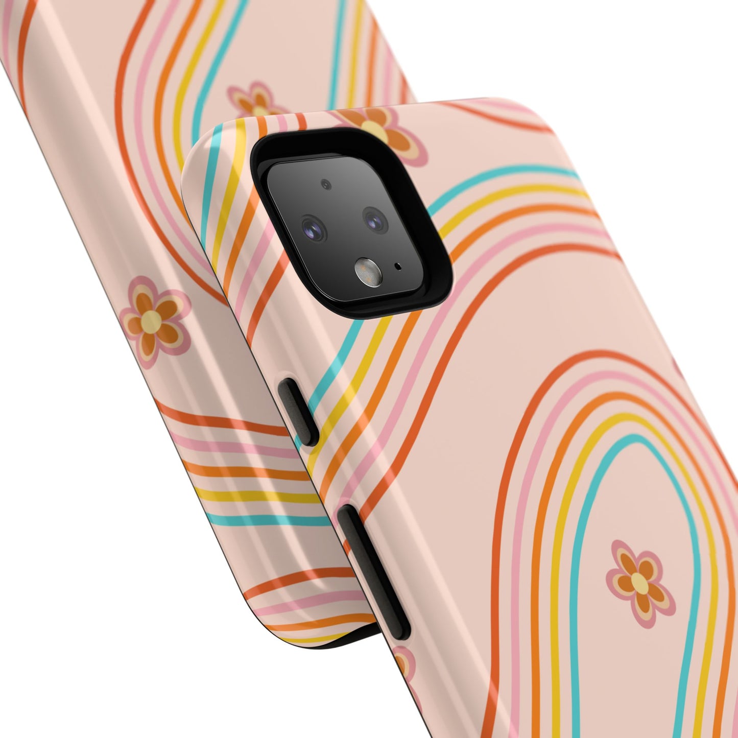 Retro Rainbow Phone Case - Tough & Stylish Floral Design