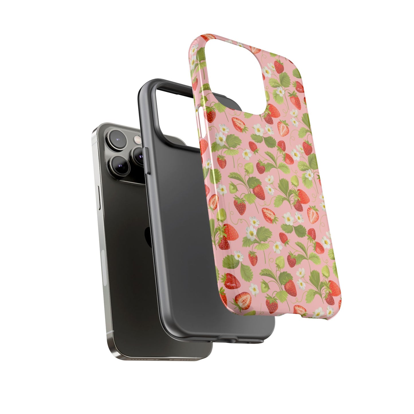 Strawberry Floral Tough Case - Cute Berry Pattern Phone Cover