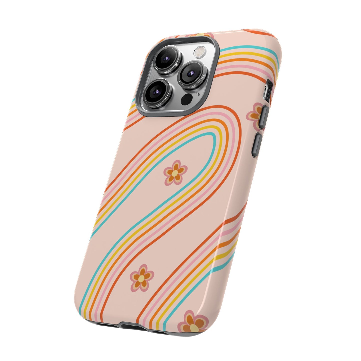 Retro Rainbow Phone Case - Tough & Stylish Floral Design