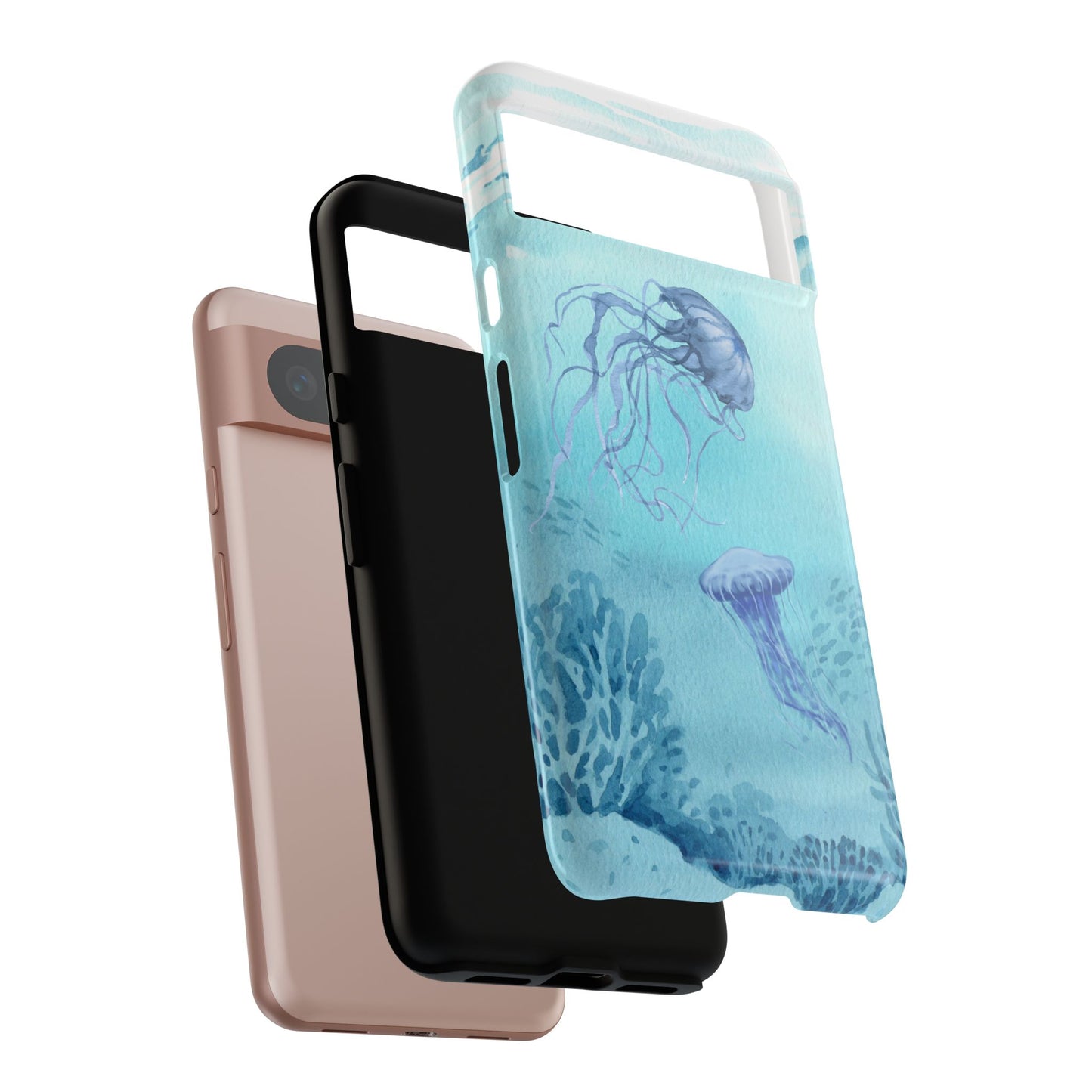 Ocean-Inspired Tough Phone Case with Jellyfish Design