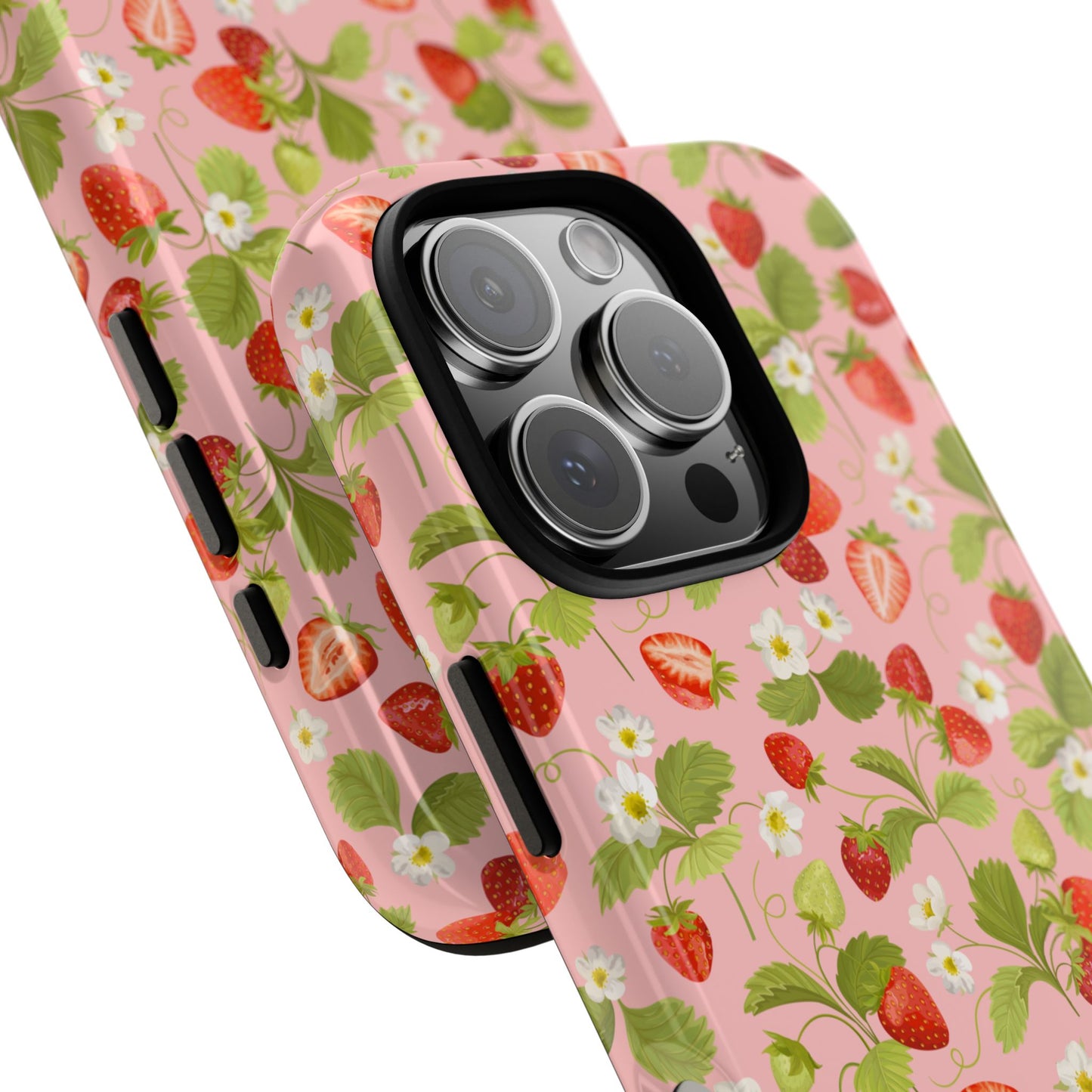 Strawberry Floral Tough Case - Cute Berry Pattern Phone Cover