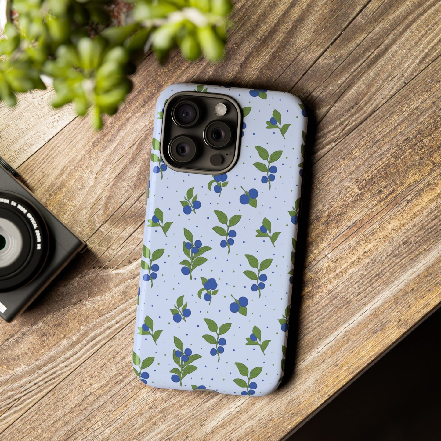 Floral Tough Phone Case - Blueberry Blossom Design
