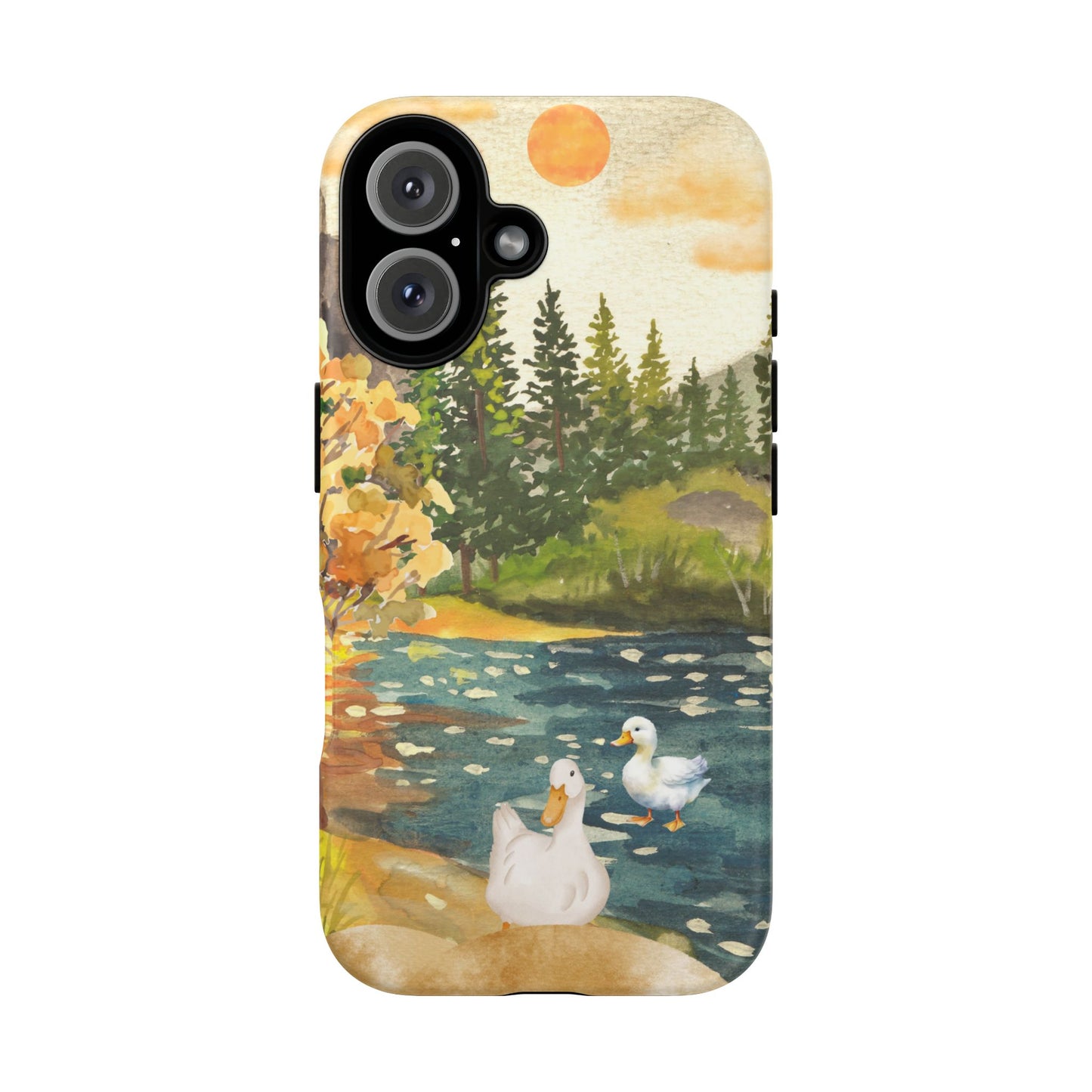 Artistic Phone Case with Ducks and Nature Scene