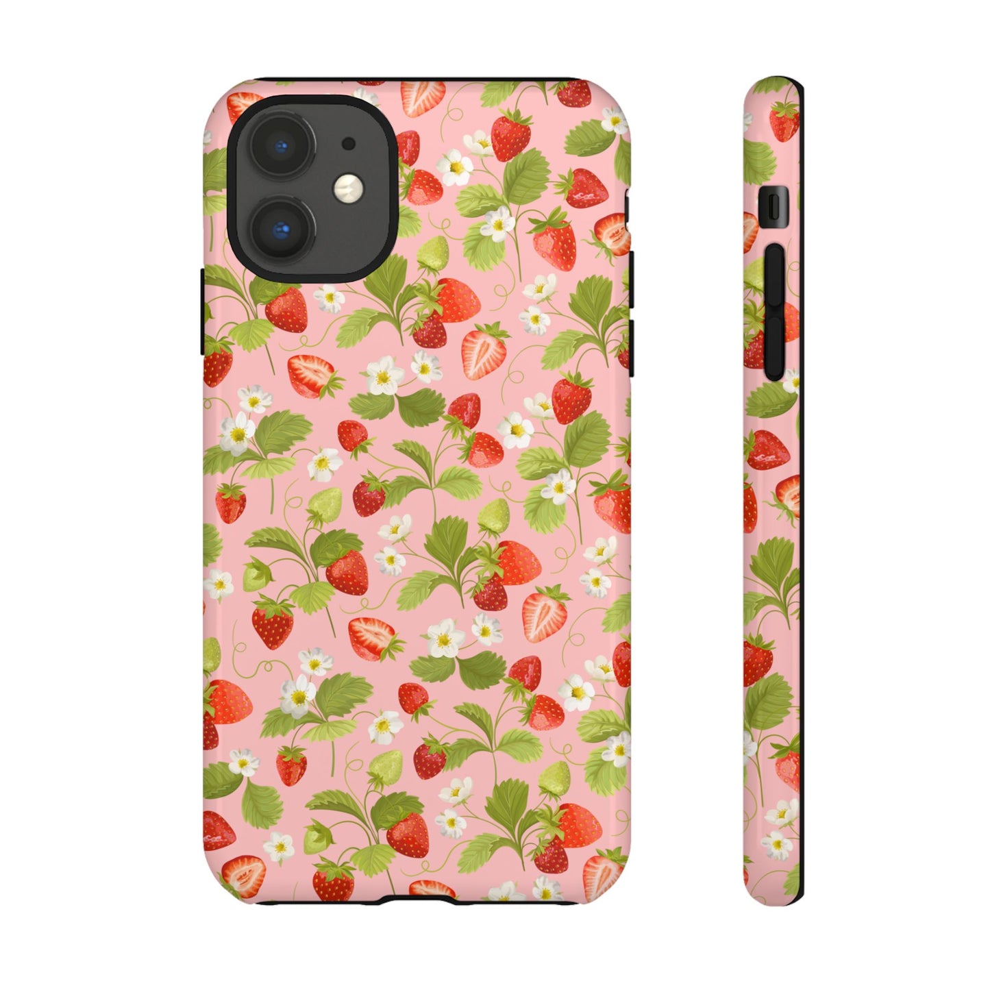 Strawberry Floral Tough Case - Cute Berry Pattern Phone Cover