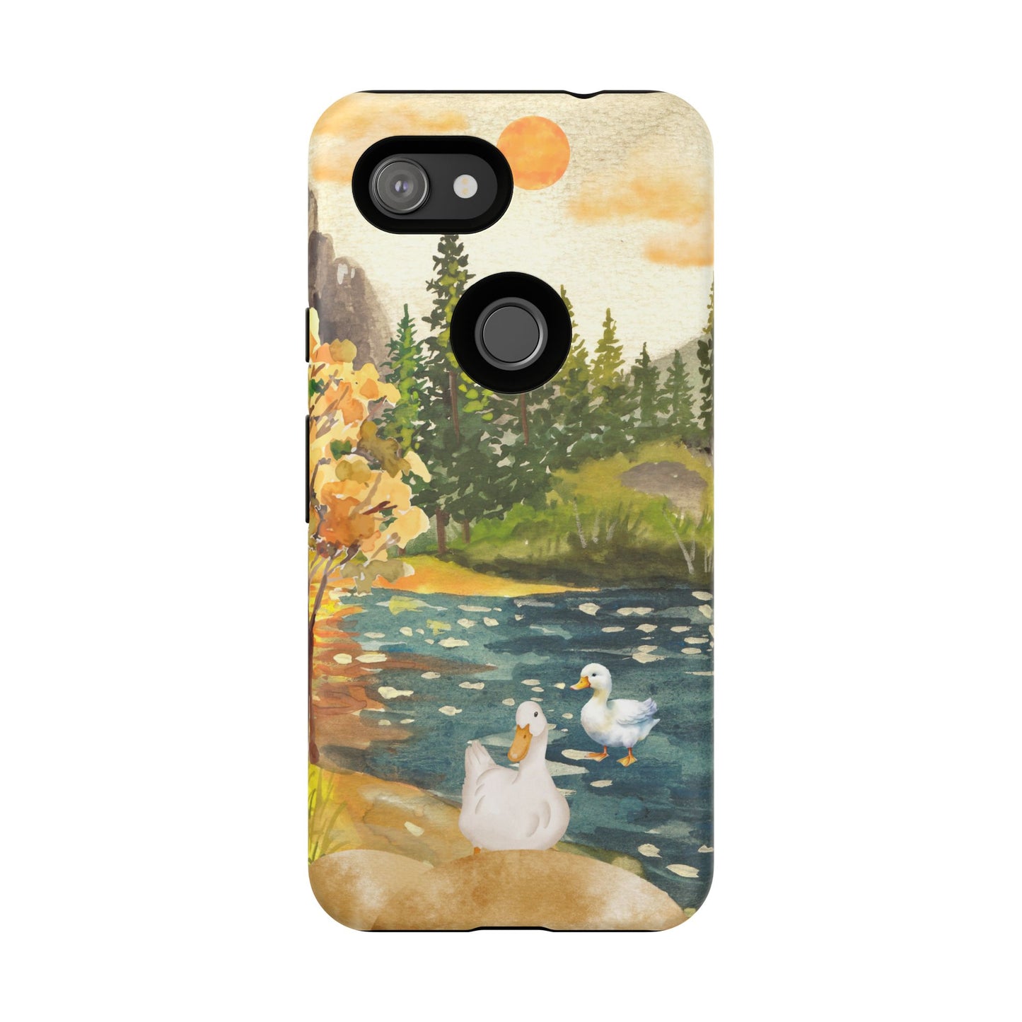 Artistic Phone Case with Ducks and Nature Scene