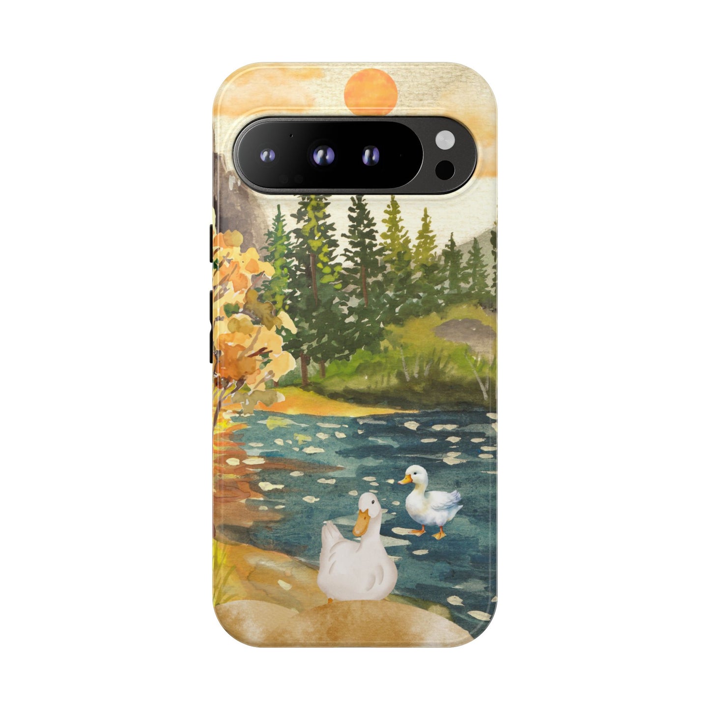 Artistic Phone Case with Ducks and Nature Scene