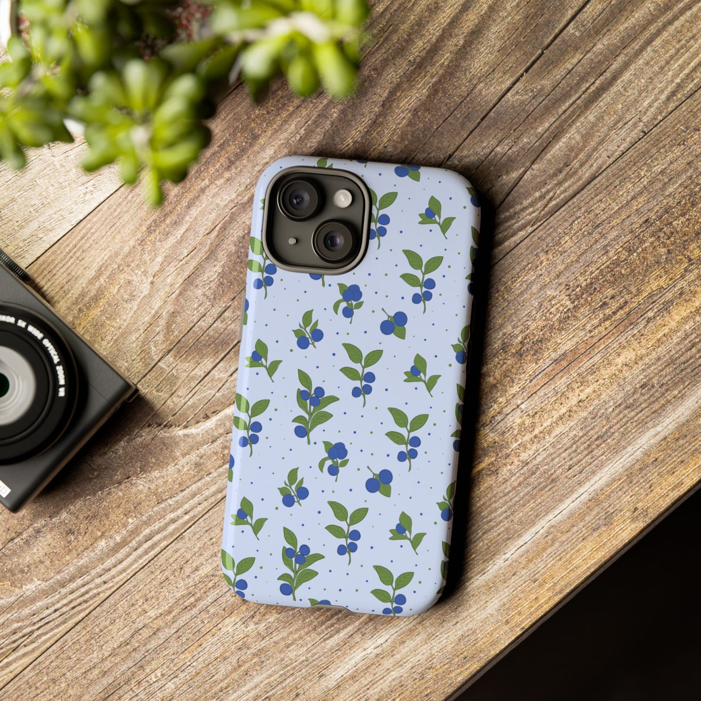 Floral Tough Phone Case - Blueberry Blossom Design