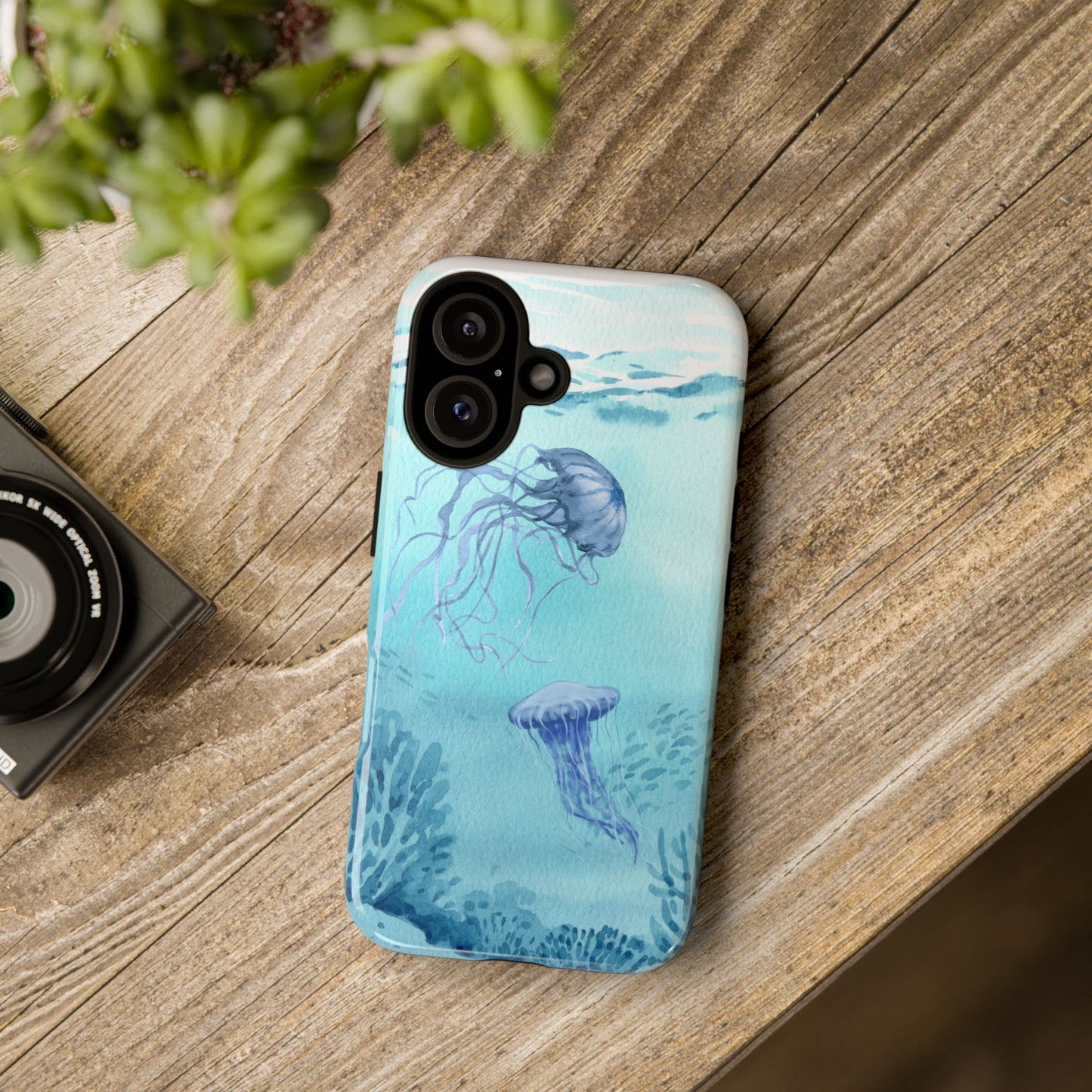 Ocean-Inspired Tough Phone Case with Jellyfish Design