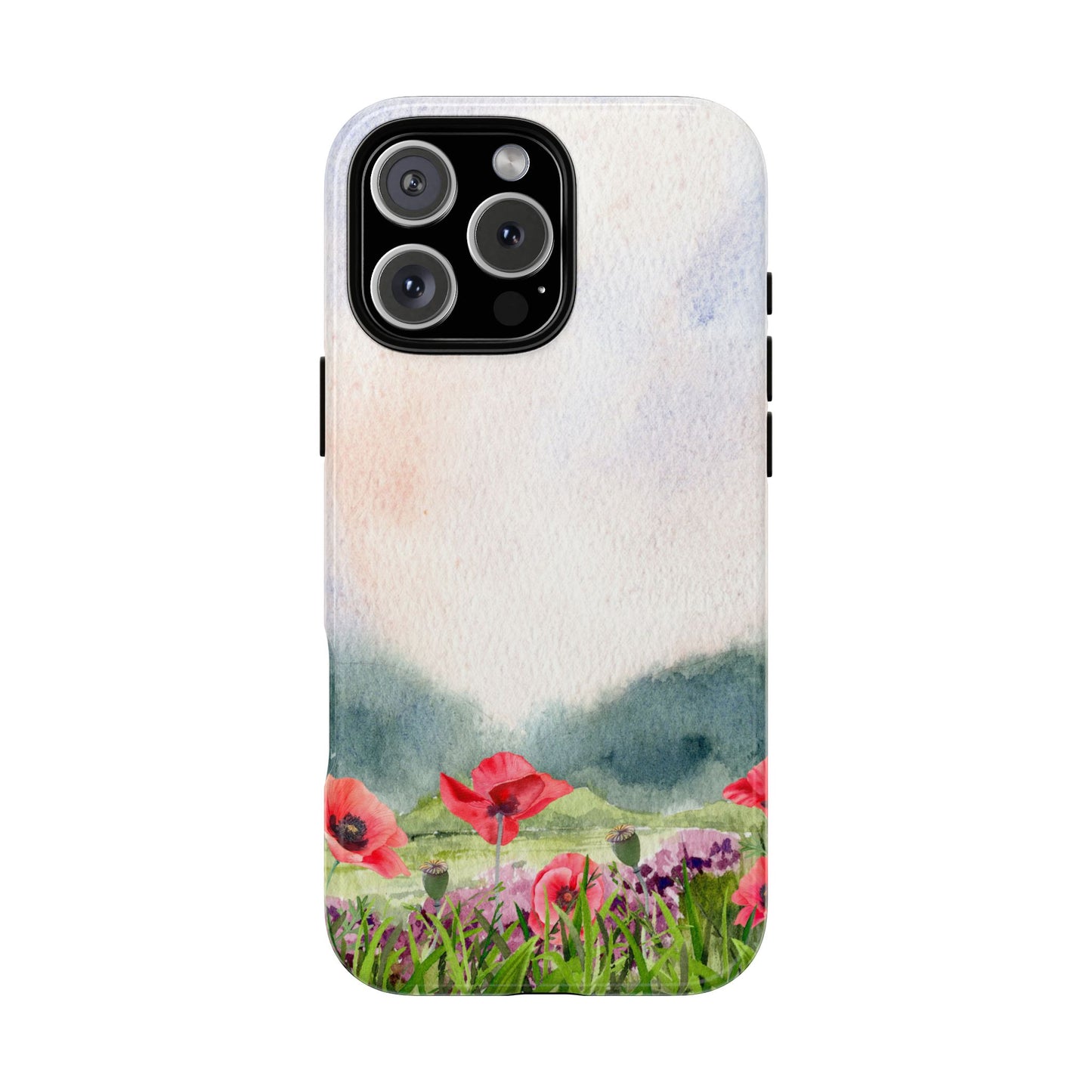Floral Tough Phone Case – Watercolor Poppy Design for Nature Lovers