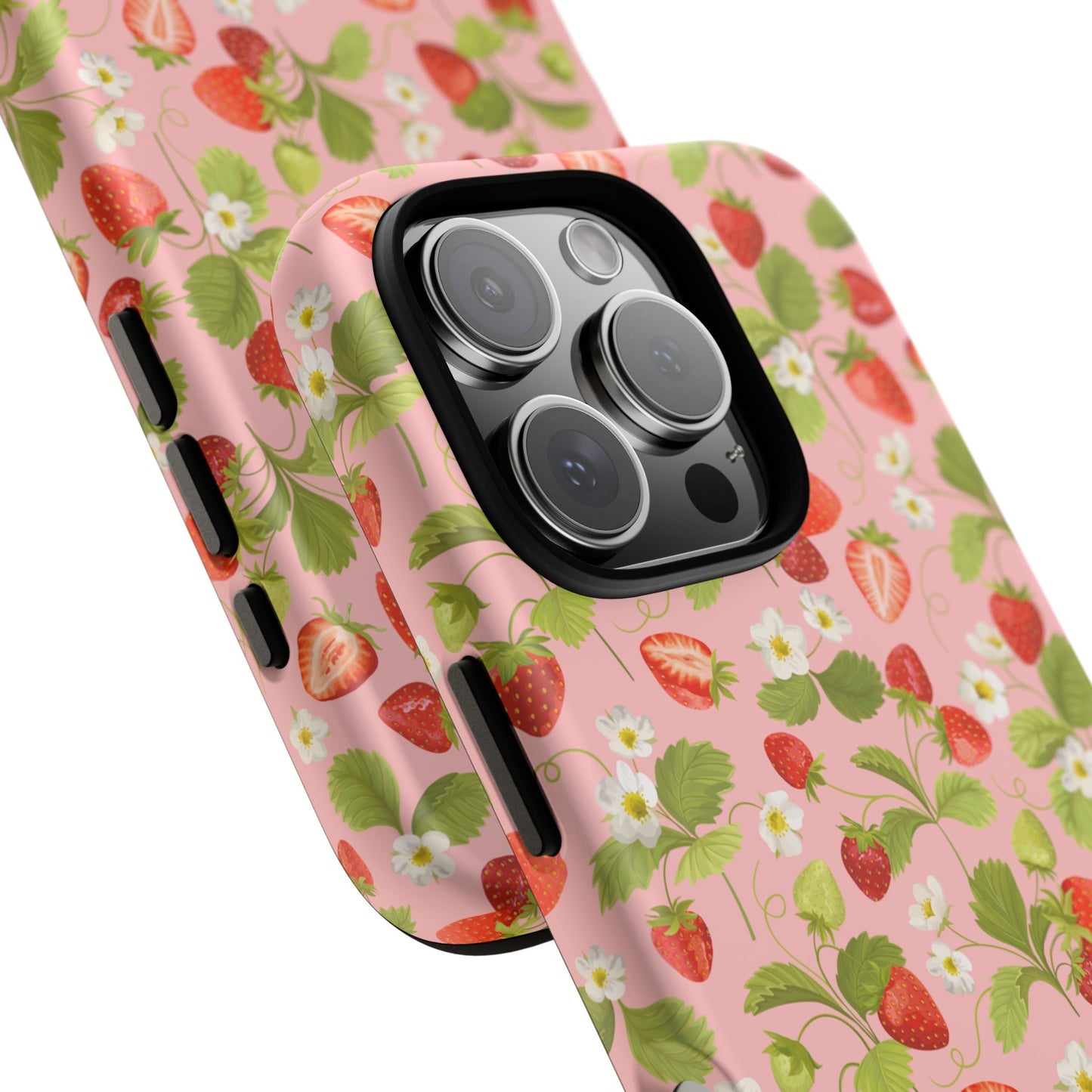 Strawberry Floral Tough Case - Cute Berry Pattern Phone Cover