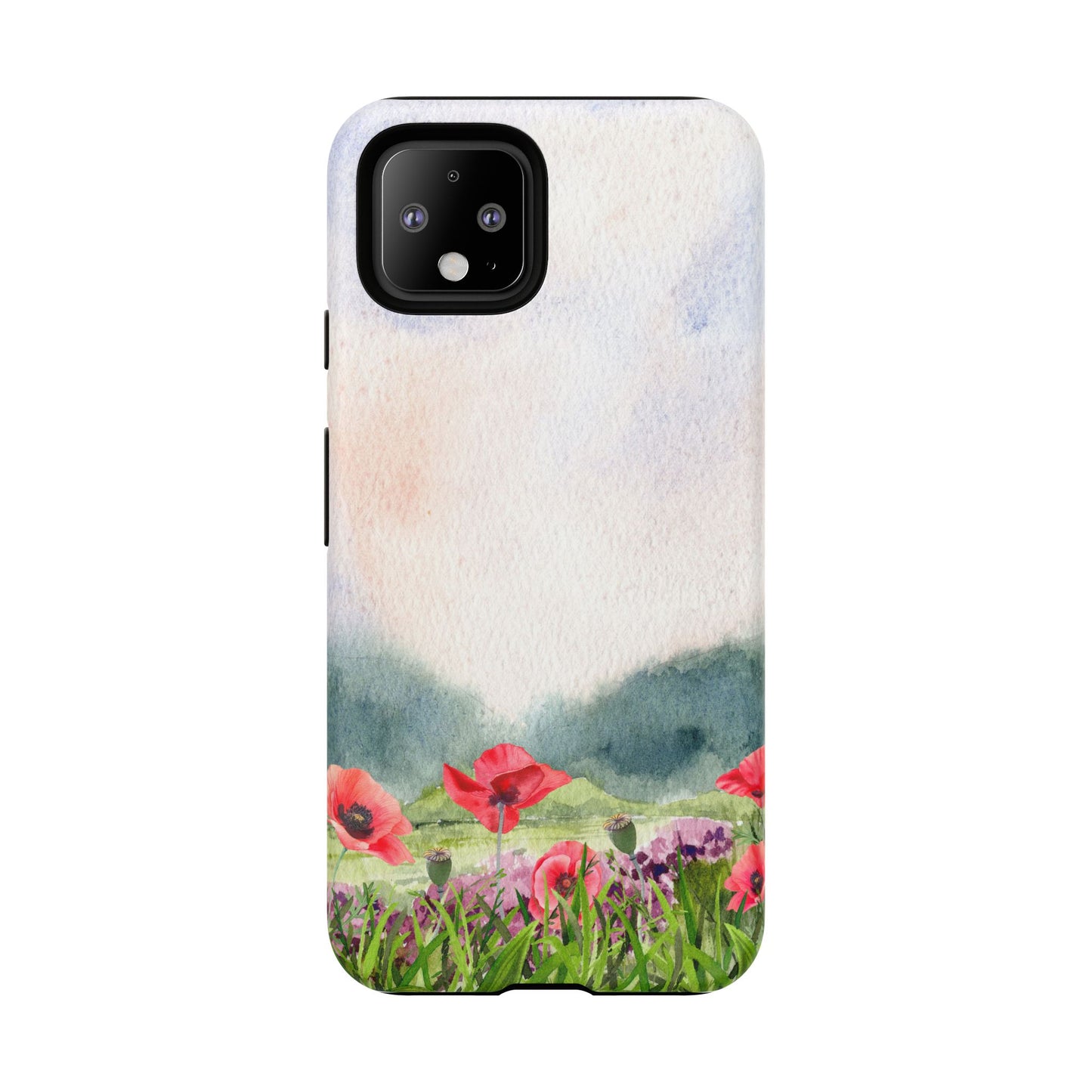 Floral Tough Phone Case – Watercolor Poppy Design for Nature Lovers