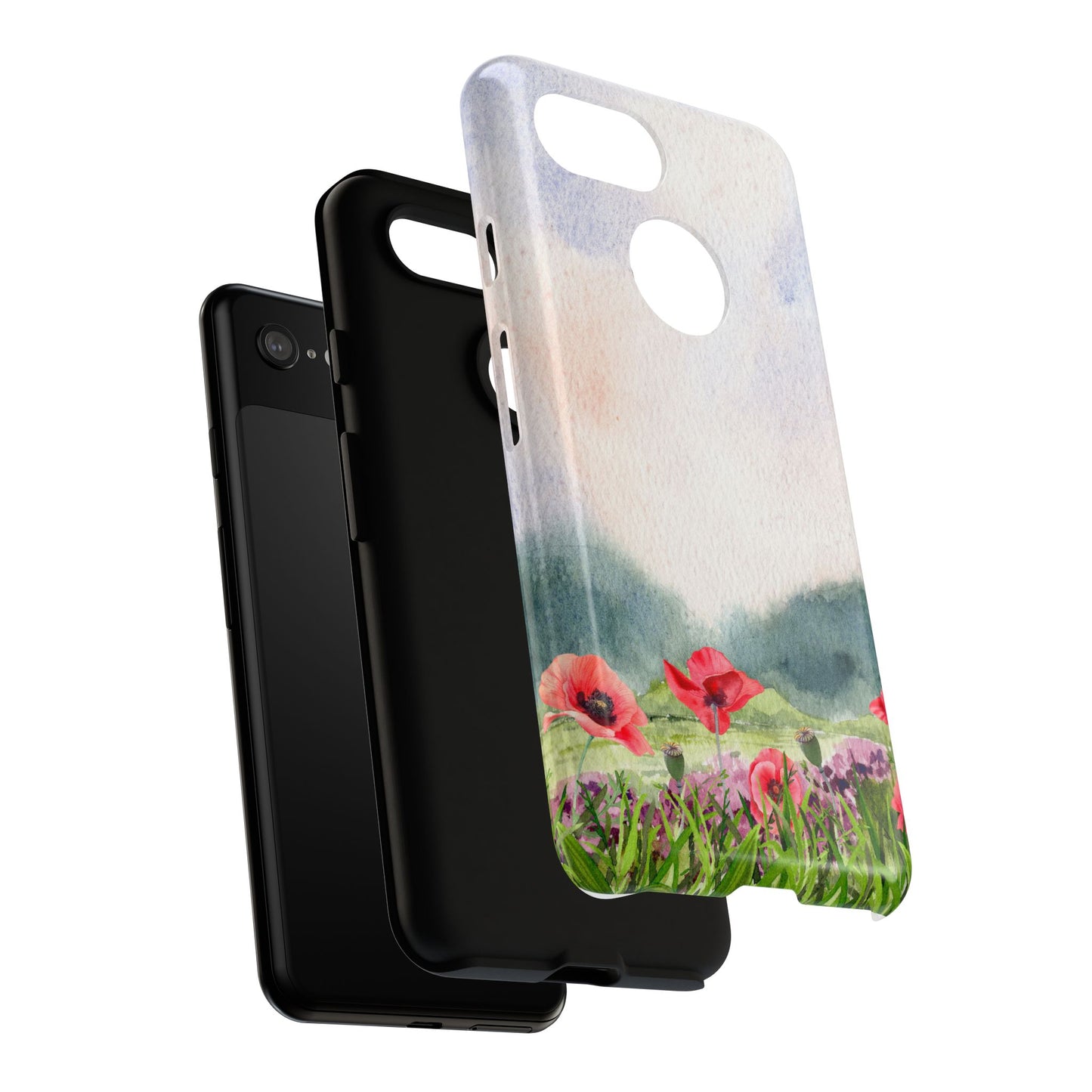 Floral Tough Phone Case – Watercolor Poppy Design for Nature Lovers