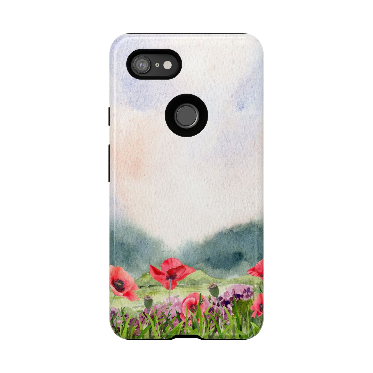 Floral Tough Phone Case – Watercolor Poppy Design for Nature Lovers