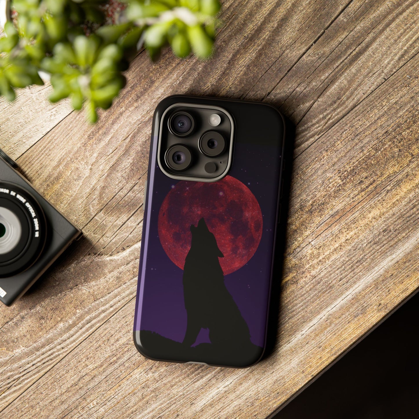 Wolf Howling at Blood Moon Phone Case - Tough & Stylish Protector