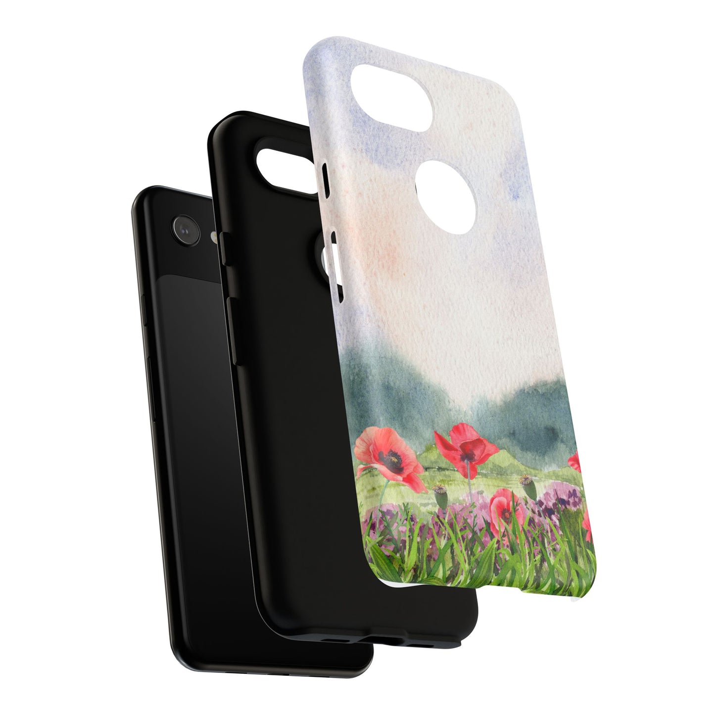 Floral Tough Phone Case – Watercolor Poppy Design for Nature Lovers