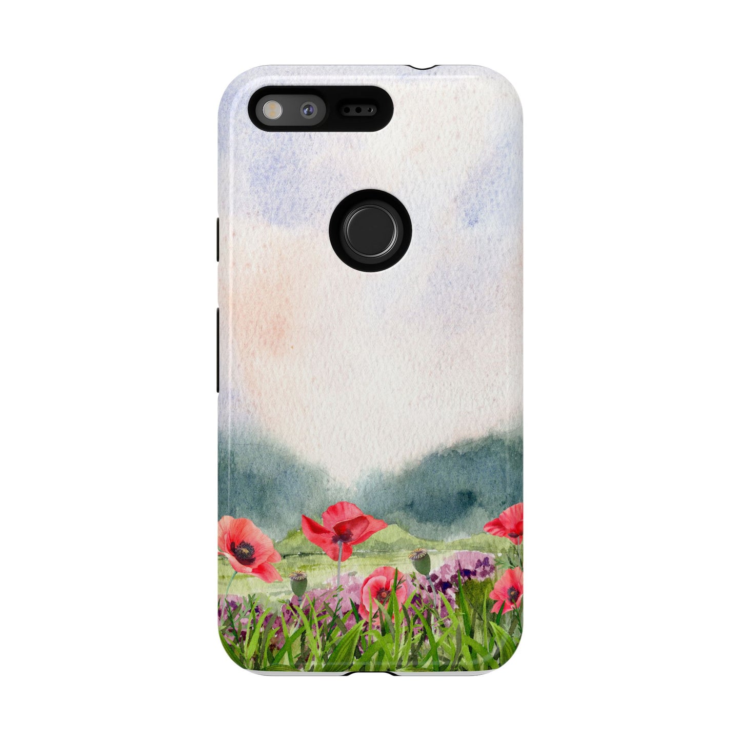 Floral Tough Phone Case – Watercolor Poppy Design for Nature Lovers