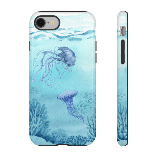 Ocean-Inspired Tough Phone Case with Jellyfish Design