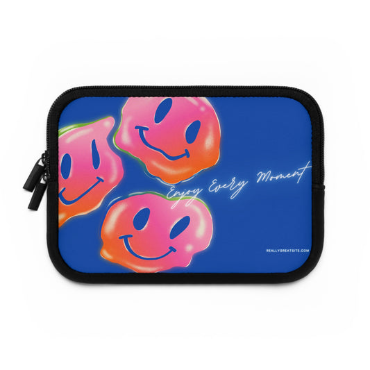 Colorful Smiley Laptop Sleeve - "Enjoy Every Moment" - Fun & Stylish Tech Accessory